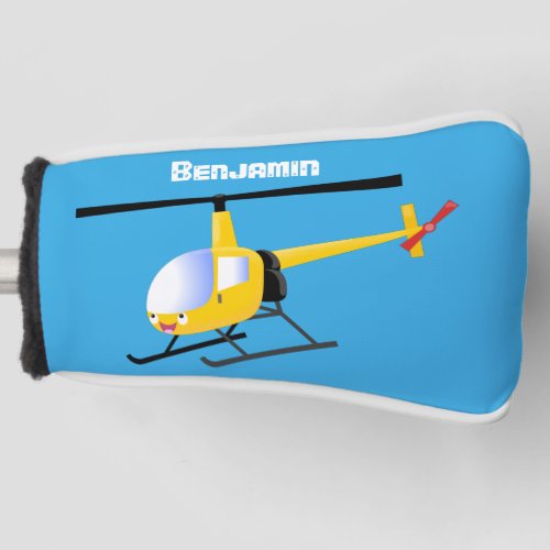 Cute yellow happy cartoon helicopter golf head cover