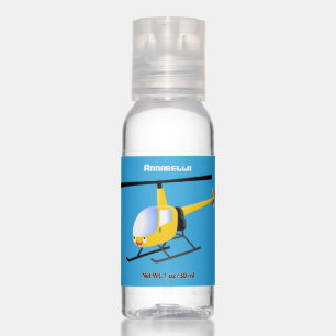 Cute yellow happy cartoon helicopter hand sanitizer