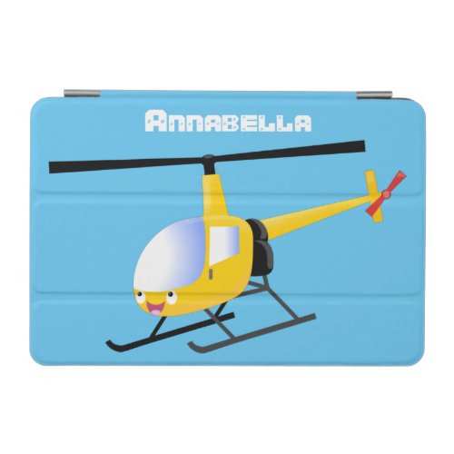 Cute yellow happy cartoon helicopter iPad mini cover