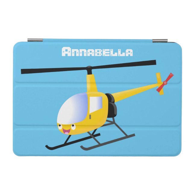 Cute yellow happy cartoon helicopter iPad mini cover (Horizontal)