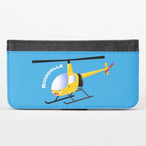 Cute yellow happy cartoon helicopter iPhone x wallet case