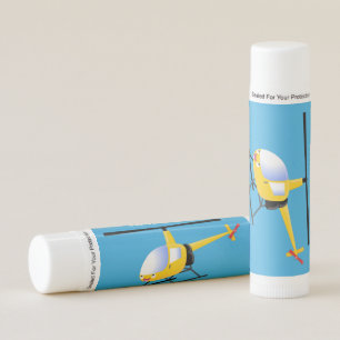 Cute yellow happy cartoon helicopter lip balm