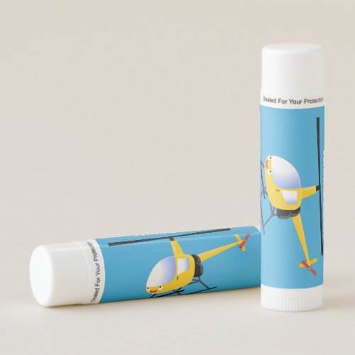 Cute yellow happy cartoon helicopter lip balm