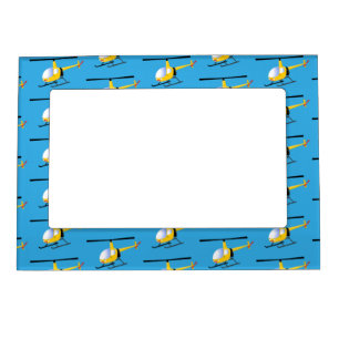 Cute yellow happy cartoon helicopter magnetic frame