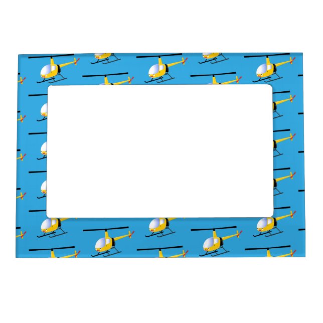 Cute yellow happy cartoon helicopter magnetic frame (Front)