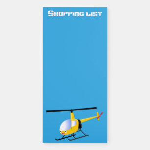 Cute yellow happy cartoon helicopter magnetic notepad