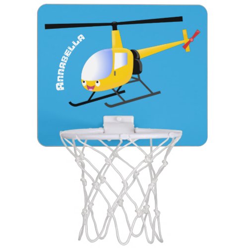 Cute yellow happy cartoon helicopter mini basketball hoop