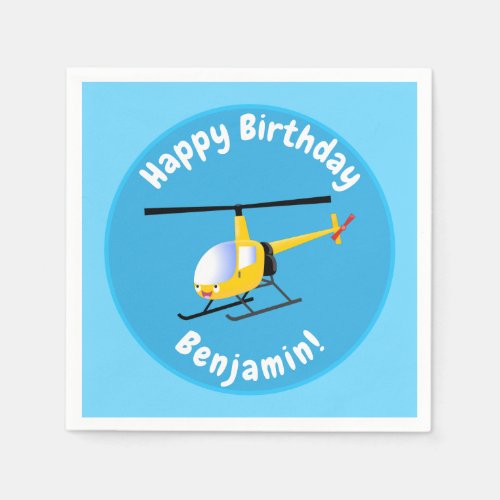 Cute yellow happy cartoon helicopter napkins