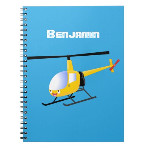 Cute yellow happy cartoon helicopter notebook