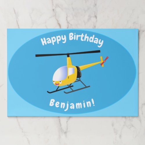 Cute yellow happy cartoon helicopter paper pad
