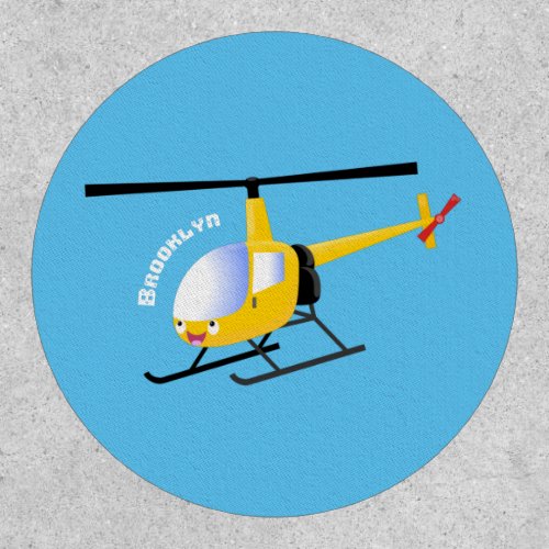 Cute yellow happy cartoon helicopter patch