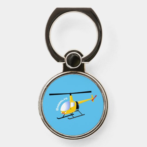 Cute yellow happy cartoon helicopter phone ring stand