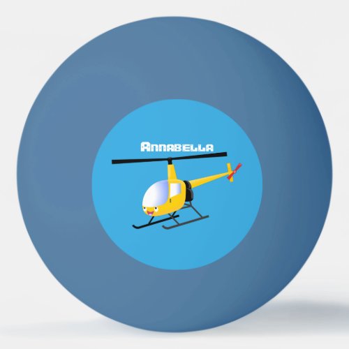 Cute yellow happy cartoon helicopter ping pong ball