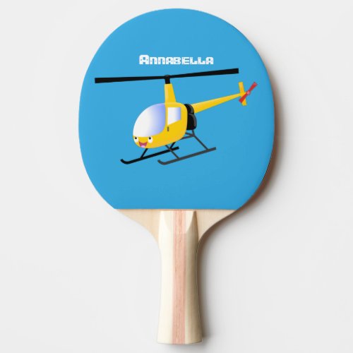 Cute yellow happy cartoon helicopter  ping pong paddle