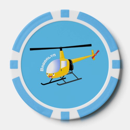 Cute yellow happy cartoon helicopter poker chips
