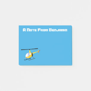 Cute yellow happy cartoon helicopter post-it notes