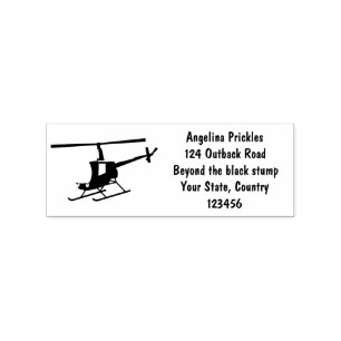 Cute yellow happy cartoon helicopter rubber stamp