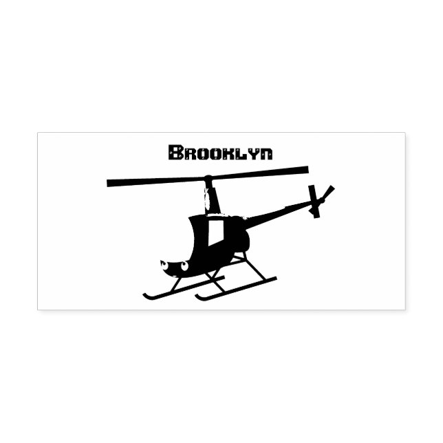 Cute yellow happy cartoon helicopter rubber stamp (Imprint)