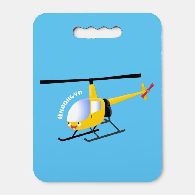 Cute yellow happy cartoon helicopter seat cushion (Front Vertical)