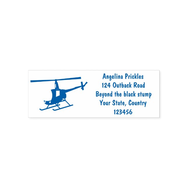 Cute yellow happy cartoon helicopter self-inking stamp (Design)