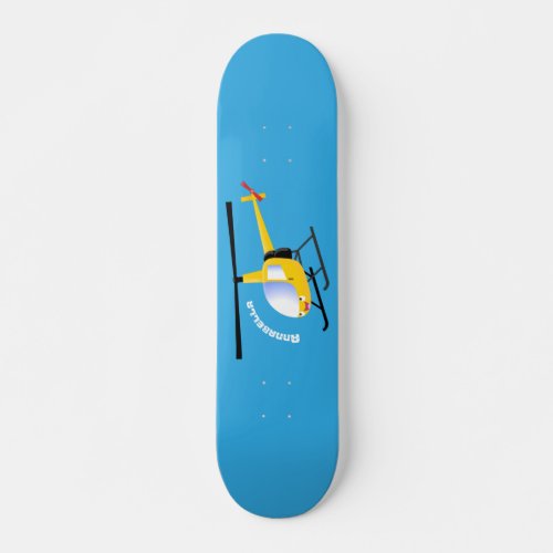 Cute yellow happy cartoon helicopter skateboard