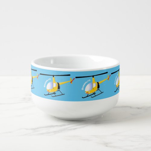 Cute yellow happy cartoon helicopter  soup mug