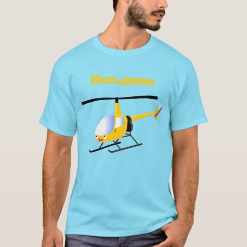 Cute yellow happy cartoon helicopter T_Shirt