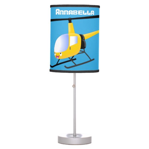 Cute yellow happy cartoon helicopter table lamp