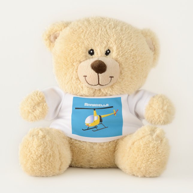 Cute yellow happy cartoon helicopter teddy bear (Front)