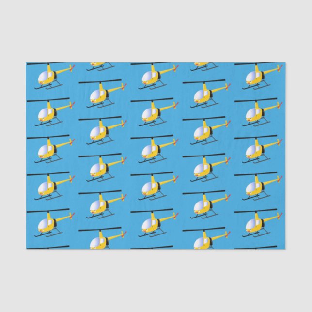 Cute yellow happy cartoon helicopter tissue paper (Front)