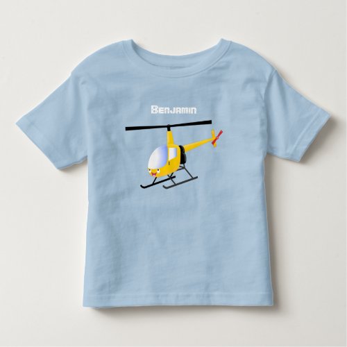 Cute yellow happy cartoon helicopter toddler t_shirt