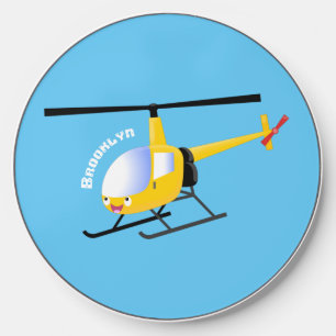 Cute yellow happy cartoon helicopter wireless charger