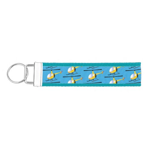 Cute yellow happy cartoon helicopter wrist keychain