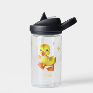 Cute Yellow Happy Duckling and Stars Water Bottle