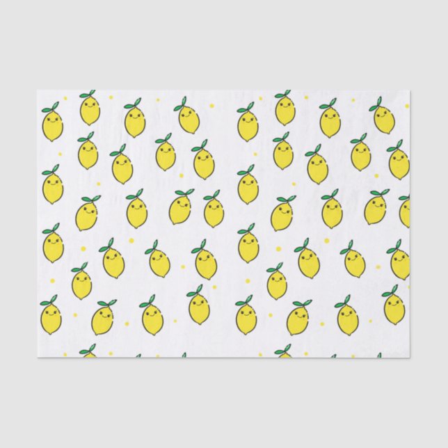 Cute Yellow Happy Face Lemon Tissue Paper (Front)