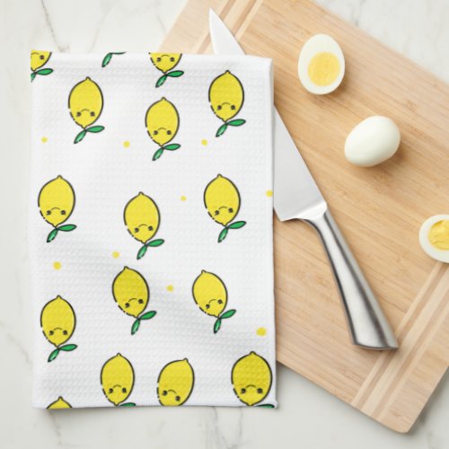 Cute Yellow Happy Face Lemons Kitchen Towel