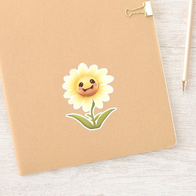 Cute Yellow Happy Flower  Sticker (Notebook)