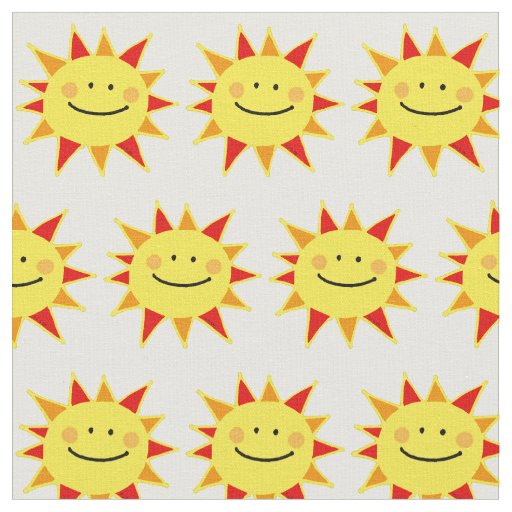 cute yellow happy sun pattern fabric