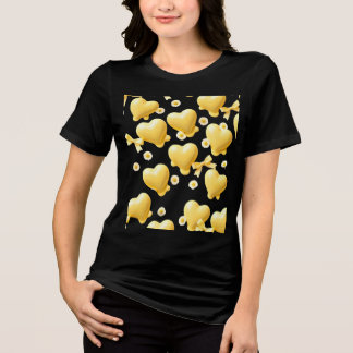 Cute Yellow Hearts Black Shirt - Sweet Love Patter