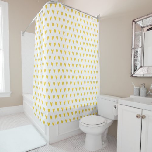 Cute Yellow Hearts Pattern Shower Curtain