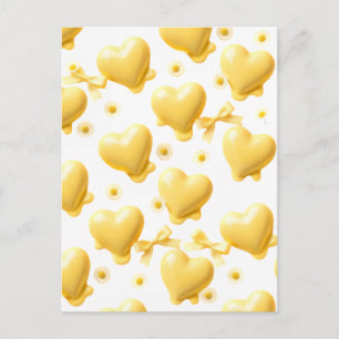 Cute Yellow Hearts Postcard - Sweet Candy Love Not