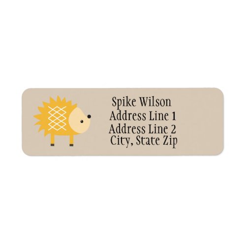 Cute Yellow Hedgehog Custom Return Address Labels