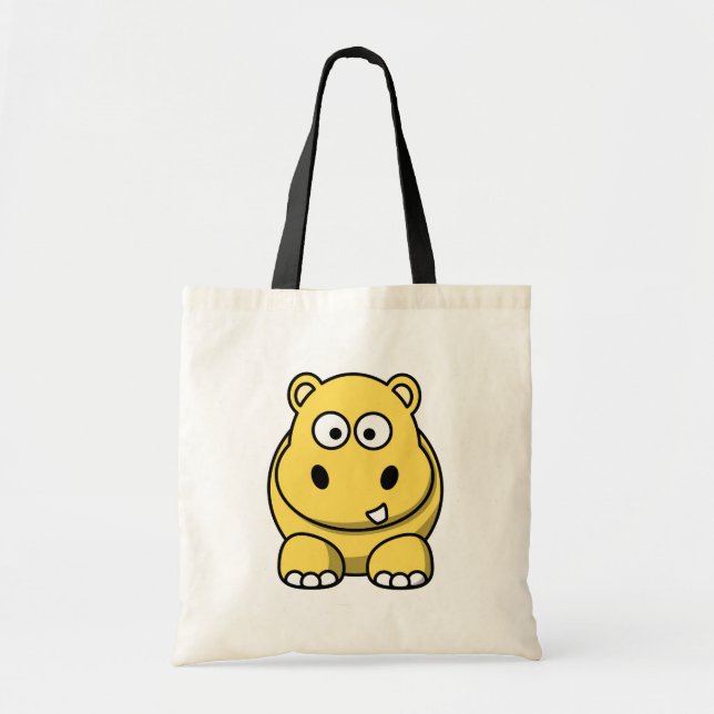 Cute Yellow Hippo Tote Bag (Front)