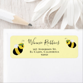 Cute Yellow Honey Bee Baby Shower Return Address Label