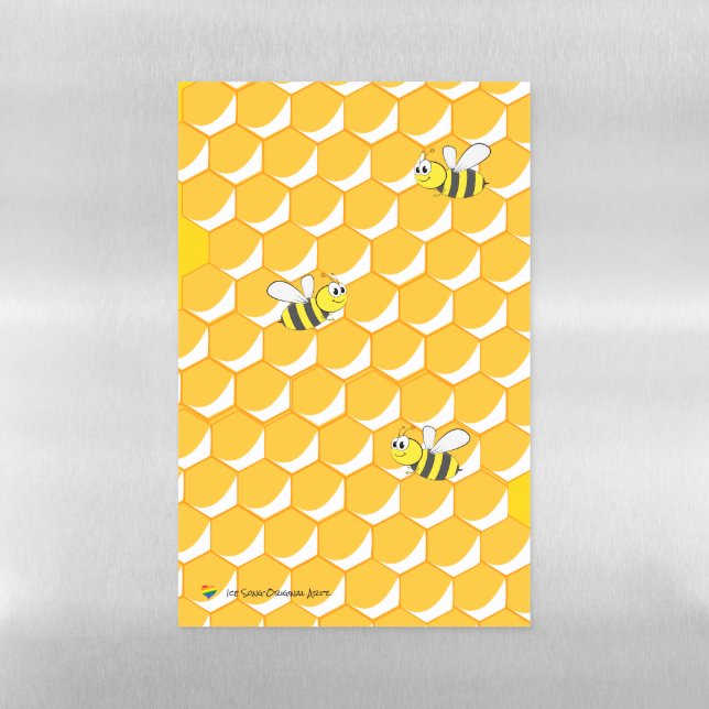 Cute Yellow Honeycomb Bee Magnetic Dry Erase Sheet (Vertical)