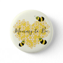 Cute Yellow Honeycomb Heart Mom to Bee Baby Shower Button