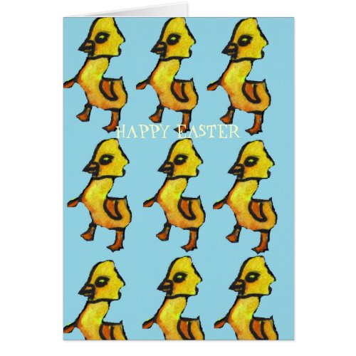 Cute yellow illustration Easter ducks