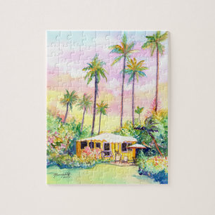 Cute Yellow Kauai Cottage Jigsaw Puzzle