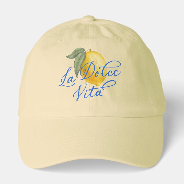Cute Yellow La Dolce Vita Elegant Script Hat (Front)