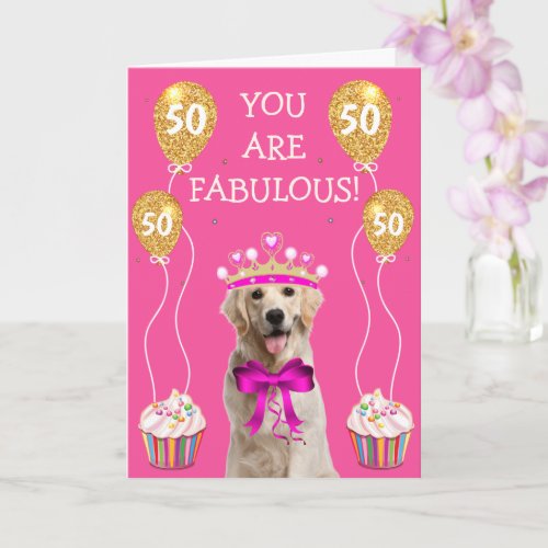 Cute Yellow Lab 50th Birthday Card